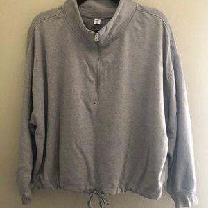 old navy gray cropped quarter zip sweater
